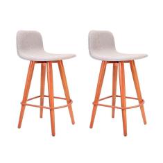 Imagem de Kit 2 Banquetas Baixa Linea Aço Cobre Assento Cinza