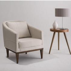 Imagem de Poltrona Em Linho Imbuia Requadro Agatha Sofani Bege/Imbuia