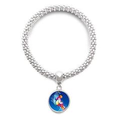 Imagem de DIYthinker Pulseira de prata com pingente de prata e ilustração colorida para esportes de inverno