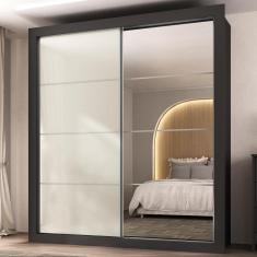 Imagem de Guarda-roupas Casal Com Espelho 2 Portas De Correr 4 Gavetas Chicago Multimóveis Mp4269 Off White Off White