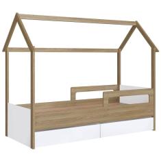 Imagem de Cama Infantil Casinha Com 2 Gavetas Infix C06 Branco/aveiro - Mpozenato