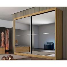 Imagem de Guarda Roupa Casal 2 Portas de Correr e 4 Gavetas c/2 Espelhos Verona Plus Amêndoa - Europa