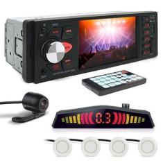 Imagem de Kit Rádio C/ Tela + Câmera Ré + Sensor Ré Branco Pérola Suzuki Jimmy 2