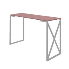 Imagem de Mesa De Escritório Computador 90cm Bex Industrial Ferro Cinza MDF Rose - Ahz Móveis