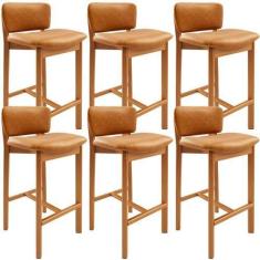 Imagem de Kit 06 Banquetas Alta Para Cozinha Sala de Jantar Bar Dara L02 materia
