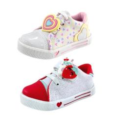 Imagem de Kit 2 Pares De Tênis Infantil Menina Calce Fácil Tamanho 17 Ao 27 - Li
