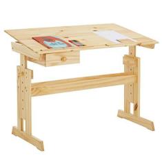 Imagem de Escrivaninha Mesa Desenho Madeira 1 Gaveta Flexi Natural