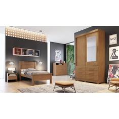 Imagem de Guarda Roupa Solteiro Com Espelho 2 Portas 6 Gavetas - Capri-Cumaru -