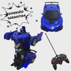 Imagem de Brinquedo Carrinho De Controle Remoto Vira Robô Azul (Transformers E M