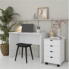 Imagem de Escrivaninha 100cm com Gaveteiro 4 Gavetas Balto Branco