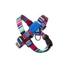 Imagem de Coleira Peitoral Ajustável em X Raios e Listras Azul - M