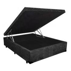 Imagem de Cama Box Baú Casal Preto Home Suede 138x188x41