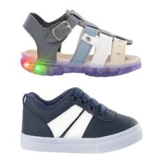 Imagem de Combo Infantil Tenis Casual + Sandalia LED Menino Funfy 2311A, Azul, 2
