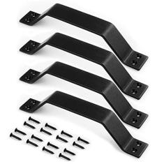 Imagem de S&Z TOPHAND® Maçaneta deslizante de porta de celeiro de 23 cm, conjunto de maçanetas de portão preto, puxador de porta, puxador para porta deslizante de celeiro, portas internas e externas, maçaneta