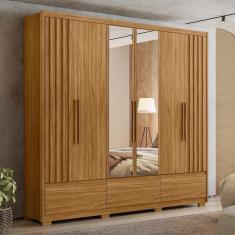 Imagem de Guarda Roupa Casal 6 Portas Com Espelho 3 Gavetas Freijó Amazonas - Moval