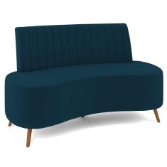 Imagem de Sofá 2 Lugares Para Sala Living 135cm Pés Palito Tamar K04 Veludo Azul - Mpozenato