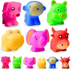 Imagem de Kit Brinquedo De Vinil Hora Do Banho Animais Fazenda Bebê