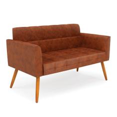 Imagem de Sofá Namoradeira Elisa Corano Pés Palito Castanho - D'rossi Cor Nozes