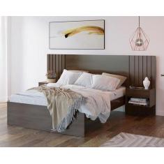 Imagem de Cama casal 100% mdf zara jacarandá - village móveis