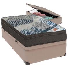 Imagem de Cama Box Baú Bege e Colchão ISO Superpocket Molas Ensacadas Solteiro O