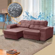 Imagem de Sofá Retrátil Impermeável De Fábrica 3 Lugares Ravello  220 Cm Veludo