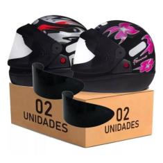 Imagem de Capacete San Marino Preto Moto Masculino Feminino Mais Viseira, Preto,