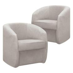 Imagem de Conjunto 2 Poltronas Decorativas Conceito Orgânico FLY para Sala Bouclê Bege SOFA STORE