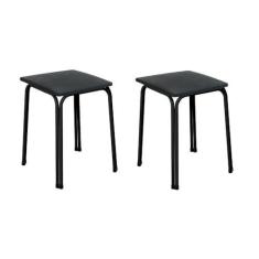 Imagem de Conjunto 2 Banquetas Aço Bia Preto Fosco/preto