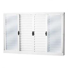 Imagem de Janela de Aço Veneziana 100x150cm 6 Folhas com Vidro Liso Minas Sul Mgm Branco