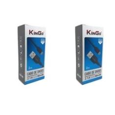 Imagem de Kit 2 Cabos Usb V8 Kingo 2M 2.1A Para Moto G8 Power Lite