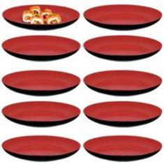 Imagem de Kit 10 Pratos Redondo Raso 20cm em Melamina para Petiscos e Sushi 