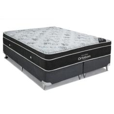 Imagem de Cama Box King: Colchão Molas Bonnel Ortobom Nanolastic Exclusive + Base Crc Suede Gray(186X198)