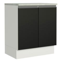 Imagem de Balcão de Cozinha Madesa Glamy 70cm 2 Portas Branco Preto