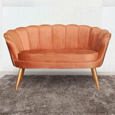 Imagem de Namoradeira Estofada Decorativa Para Recepção Pétala Veludo Terracota - LM DECOR