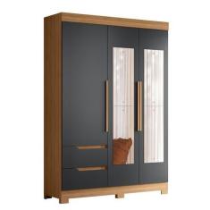 Imagem de Guarda Roupa 3 Portas Vivacce Solteiro Com Espelho Nature / Titanium