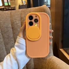 Imagem de Capa de telefone de proteção para câmera deslizante para iPhone 14 13 12 11 Pro Max XS bonito oval cor sólida silicone líquido capa macia, laranja, para iphone 12