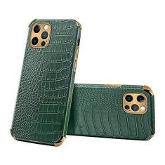 Imagem de Capa de couro com textura de crocodilo para iPhone 12 Pro Max Mini 13 11 Pro Max X XR XS Max 13 Mini Capas de couro PU de luxo Shell, verde, para iPhone 11 ProMax