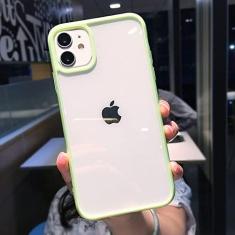 Imagem de Capa de telefone à prova de choque Candy Color Border para iPhone 11 Pro Max 12 13 Mini XR X XS Max 7 8 Plus SE 2020 Capa traseira transparente, verde, para iPhone 7