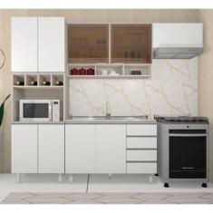 Imagem de Cozinha Modulada Compacta Sem Tampo 4 Peças Legno Crema Com Branco Vid