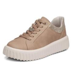 Imagem de Tenis Feminino Brilho Casual em Couro Pegada