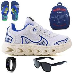 Imagem de Tenis Infantil Casual Jogger Meninos Escolar Basico + Mochila Chinelo