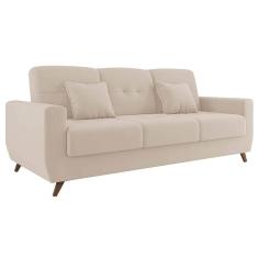 Imagem de Sofá Cama Casal Reclinável 4 Lugares com Baú Pamela 207cm Tecido Veludo Cor Bege