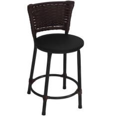 Imagem de Banqueta Baixa Preta Junco Argila com Assento Preto Fortmix