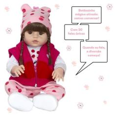 Imagem de Boneca Tipo Reborn Girafinha Cabelo Castanho + Acessórios - Cegonha Re