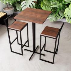 Imagem de Conjunto Mesa Alta Bar Bistr  Quadrada 2 Banquetas Confort Im