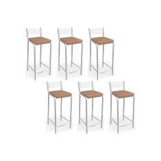 Imagem de Banqueta Gênova B705 Kit 6 Un Cromada - Assento Capuccino 31 - Kappesberg