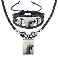 Imagem de Conjunto de joias para colar de couro com imagem  animal de estimação
