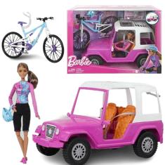 Imagem de Boneca Barbie Acampamento Jipe Off Road e Bicicleta