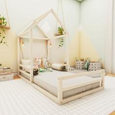 Imagem de Cama Meia Casinha Infantil Ludika Mobília Branco Acetinado