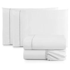 Imagem de Jogo De Lençol Cama Box Queen 4 Peças Percal 400 Fios Branco - Casa Ho